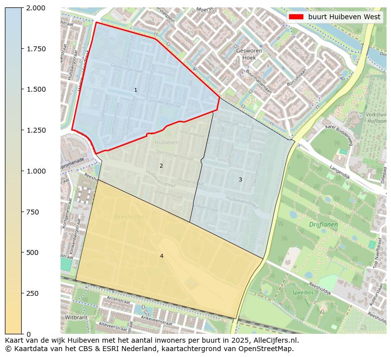 Afbeelding van de buurt Huibeven West op de kaart.