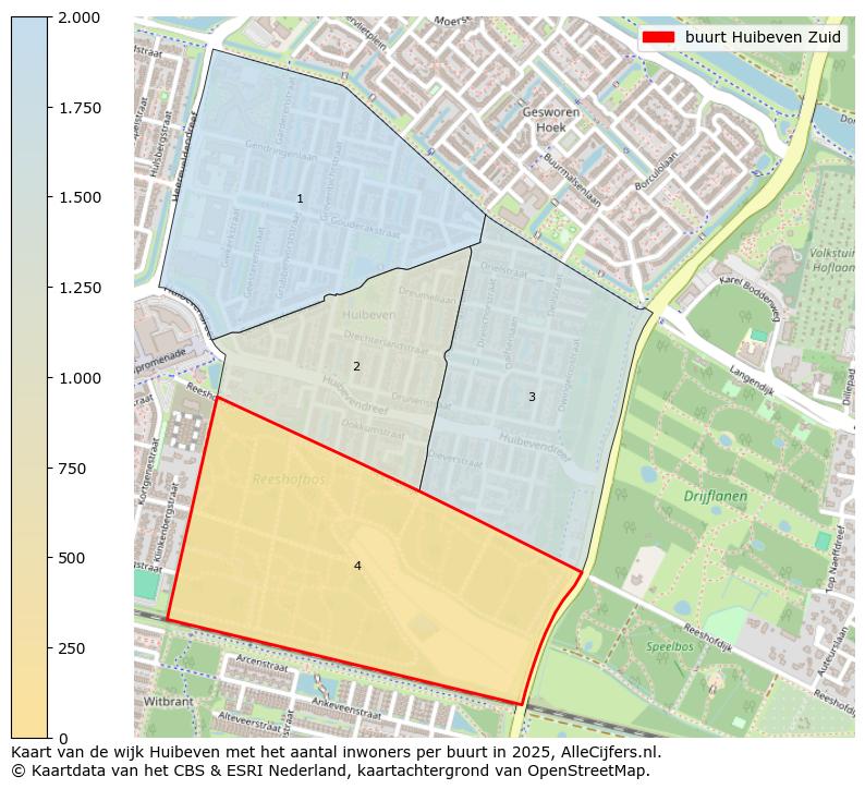 Afbeelding van de buurt Huibeven Zuid op de kaart.