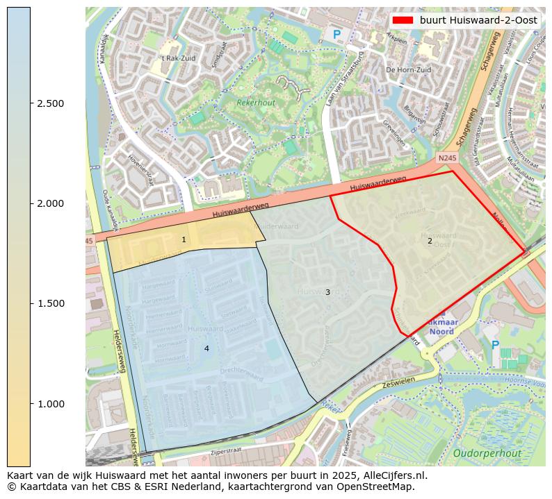 Afbeelding van de buurt Huiswaard-2-Oost op de kaart.