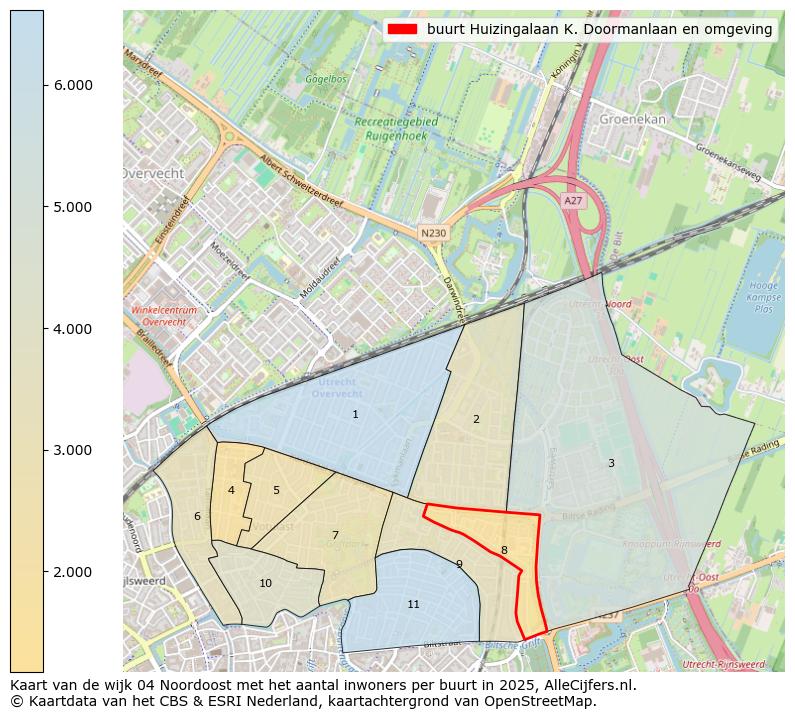 Afbeelding van de buurt Huizingalaan K. Doormanlaan en omgeving op de kaart.