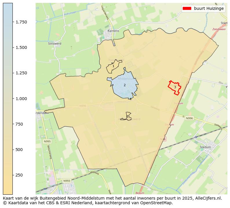 Afbeelding van de buurt Huizinge op de kaart.