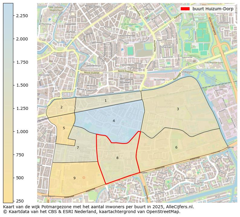 Afbeelding van de buurt Huizum-Dorp op de kaart.