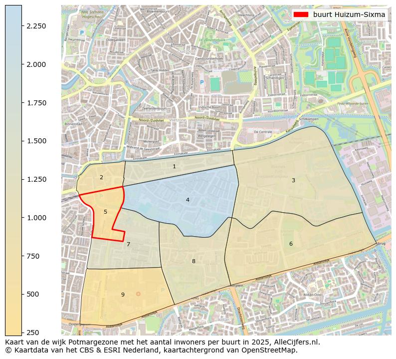 Afbeelding van de buurt Huizum-Sixma op de kaart.