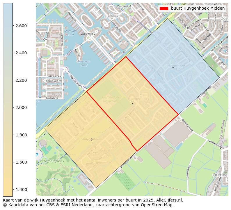 Afbeelding van de buurt Huygenhoek Midden op de kaart.