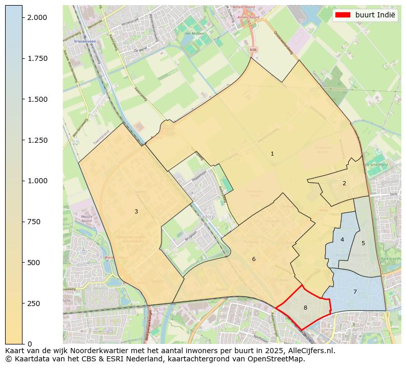 Afbeelding van de buurt Indië op de kaart.