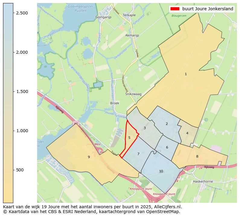 Afbeelding van de buurt Joure Jonkersland op de kaart.