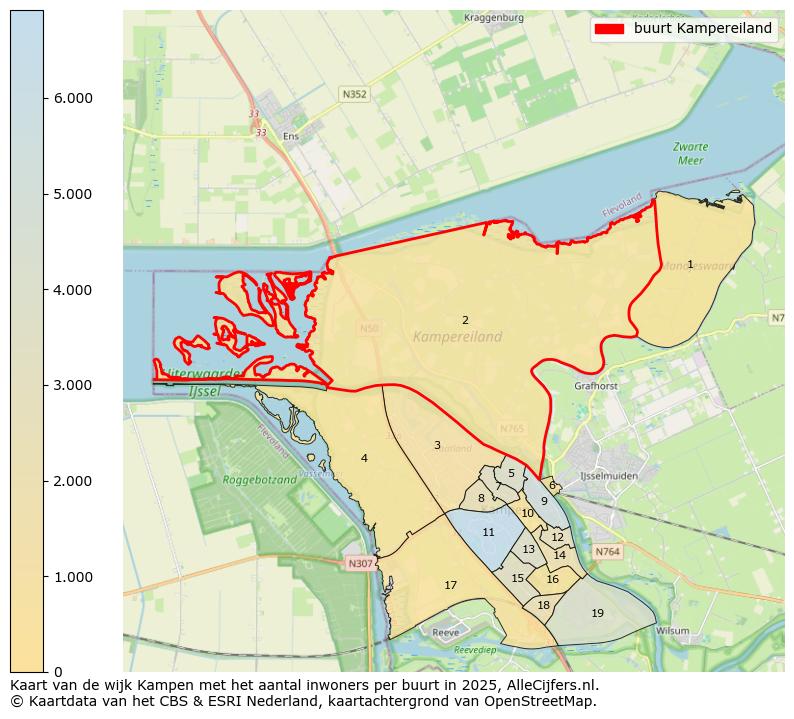 Afbeelding van de buurt Kampereiland op de kaart.