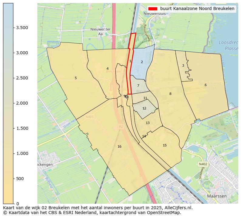 Afbeelding van de buurt Kanaalzone Noord Breukelen op de kaart.