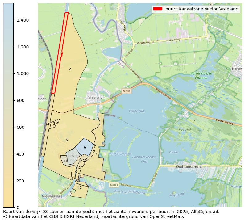 Afbeelding van de buurt Kanaalzone sector Vreeland op de kaart.