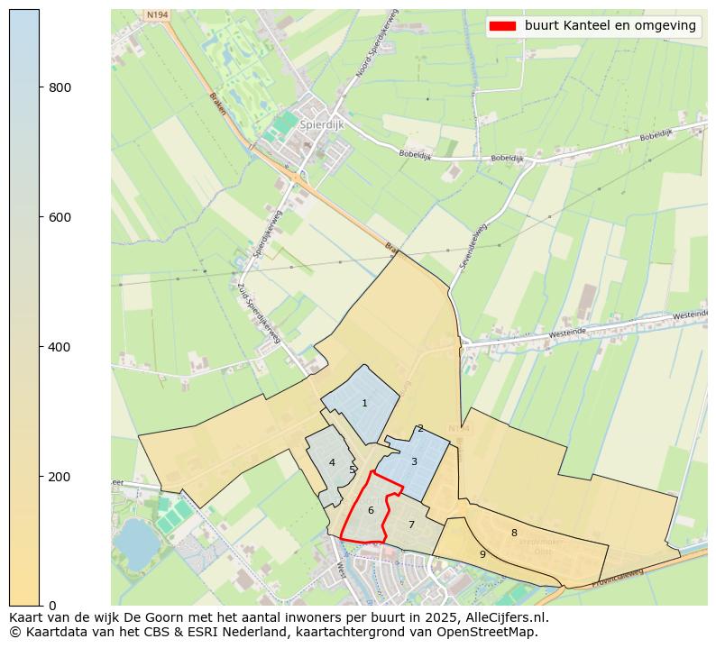 Afbeelding van de buurt Kanteel en omgeving op de kaart.