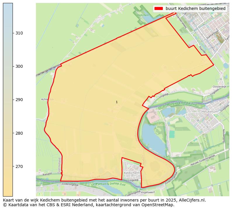 Afbeelding van de buurt Kedichem buitengebied op de kaart.