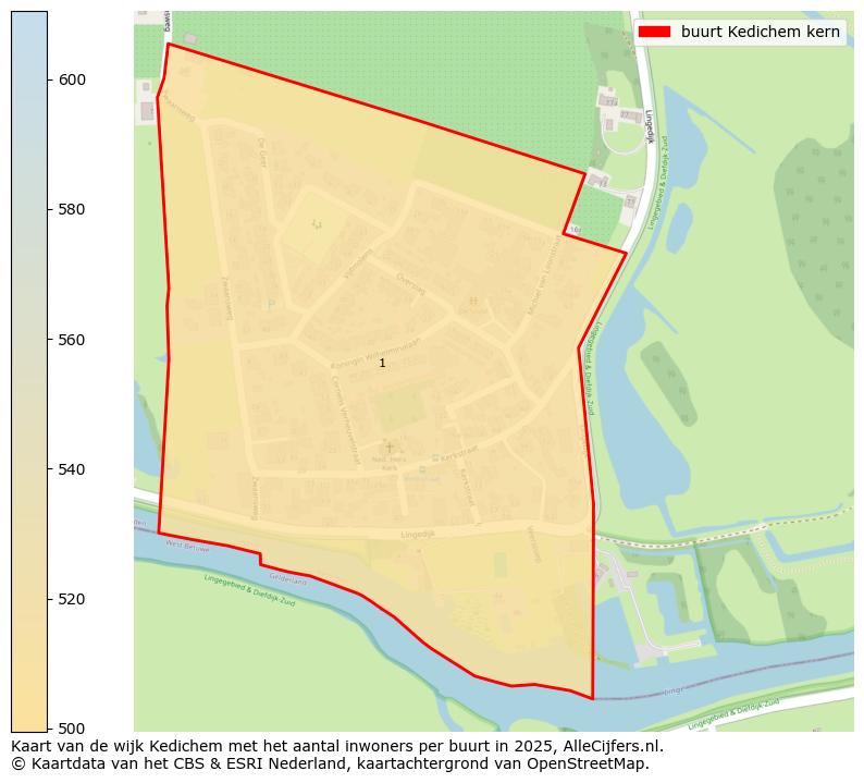 Afbeelding van de buurt Kedichem kern op de kaart.
