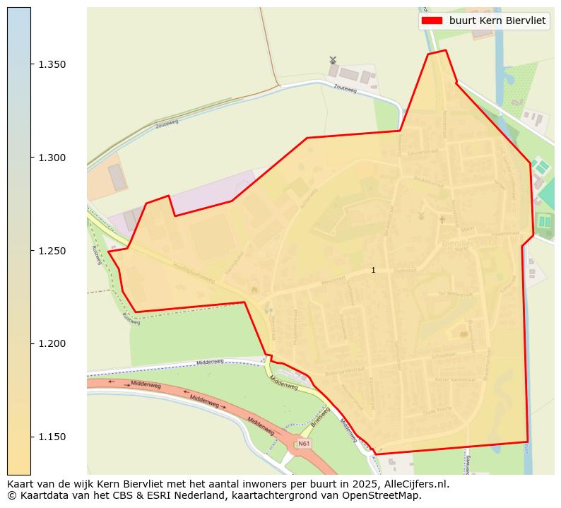 Afbeelding van de buurt Kern Biervliet op de kaart.