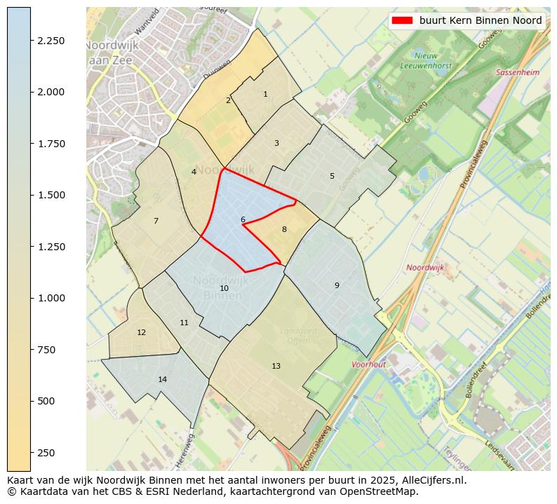 Afbeelding van de buurt Kern Binnen Noord op de kaart.