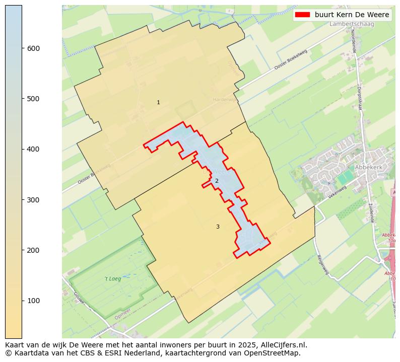 Afbeelding van de buurt Kern De Weere op de kaart.