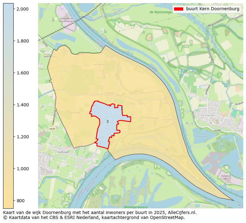 Afbeelding van de buurt Kern Doornenburg op de kaart.