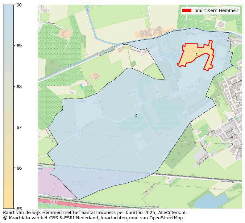 Afbeelding van de buurt Kern Hemmen op de kaart.