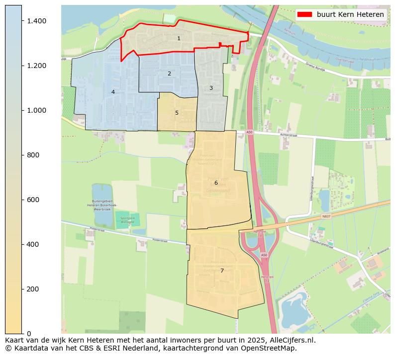 Afbeelding van de buurt Kern Heteren op de kaart.