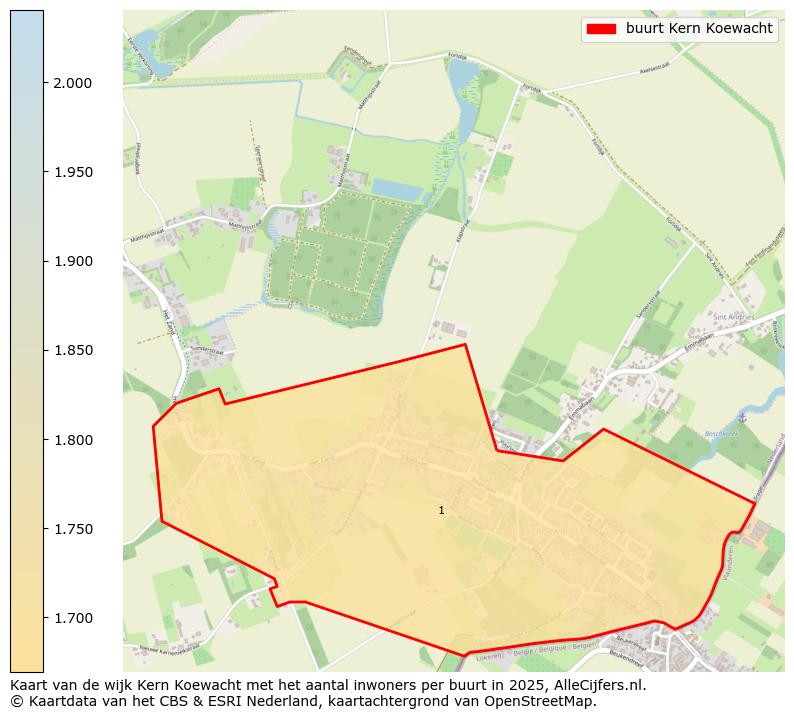 Afbeelding van de buurt Kern Koewacht op de kaart.