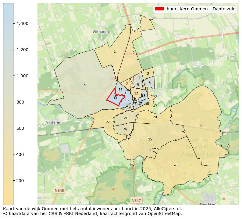 Afbeelding van de buurt Kern Ommen - Dante zuid op de kaart.