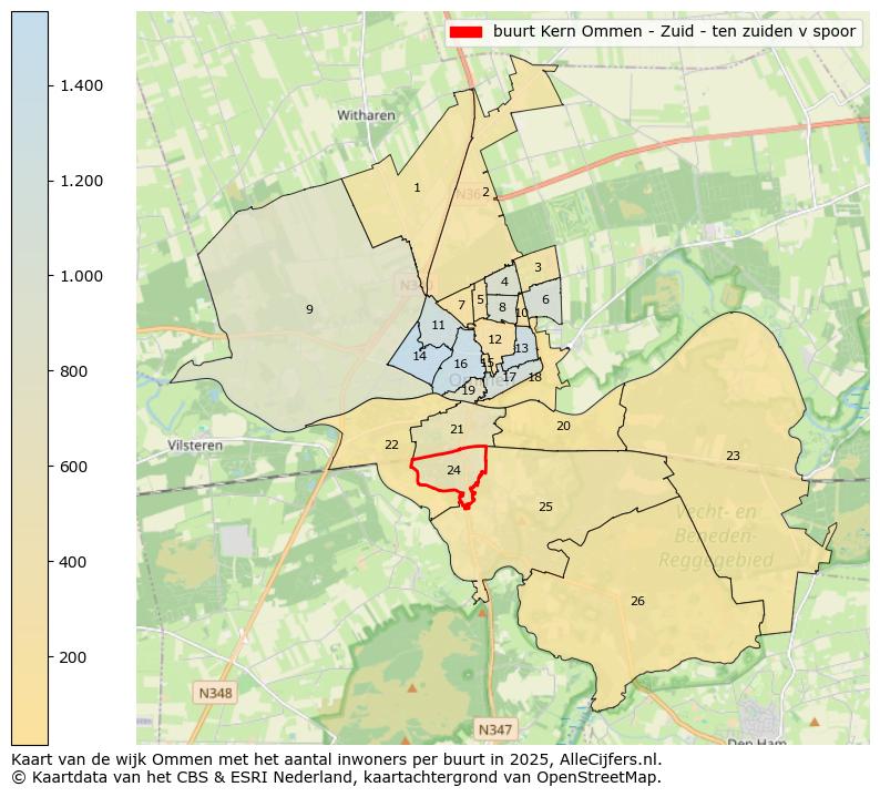 Afbeelding van de buurt Kern Ommen - Zuid - ten zuiden v spoor op de kaart.