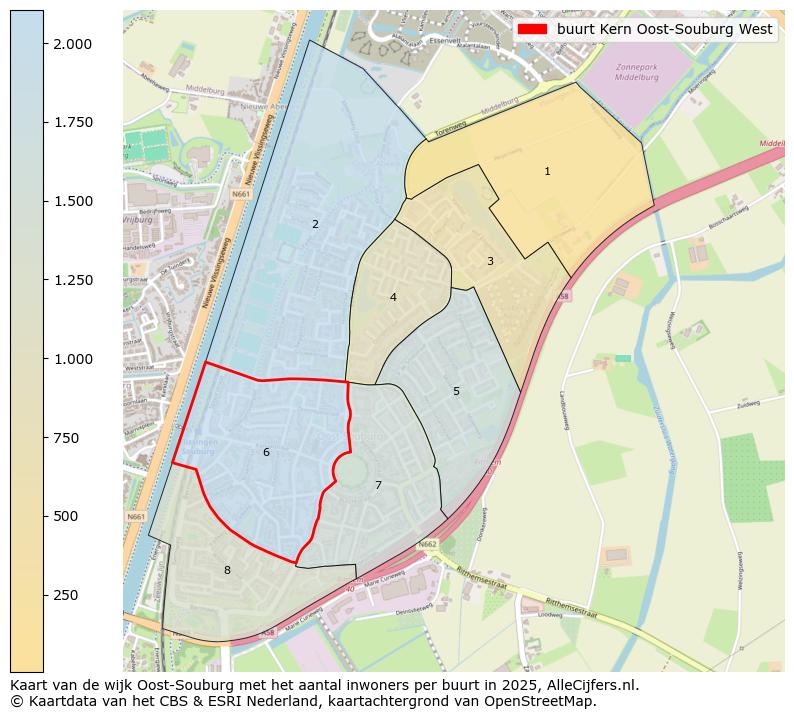 Afbeelding van de buurt Kern Oost-Souburg West op de kaart.