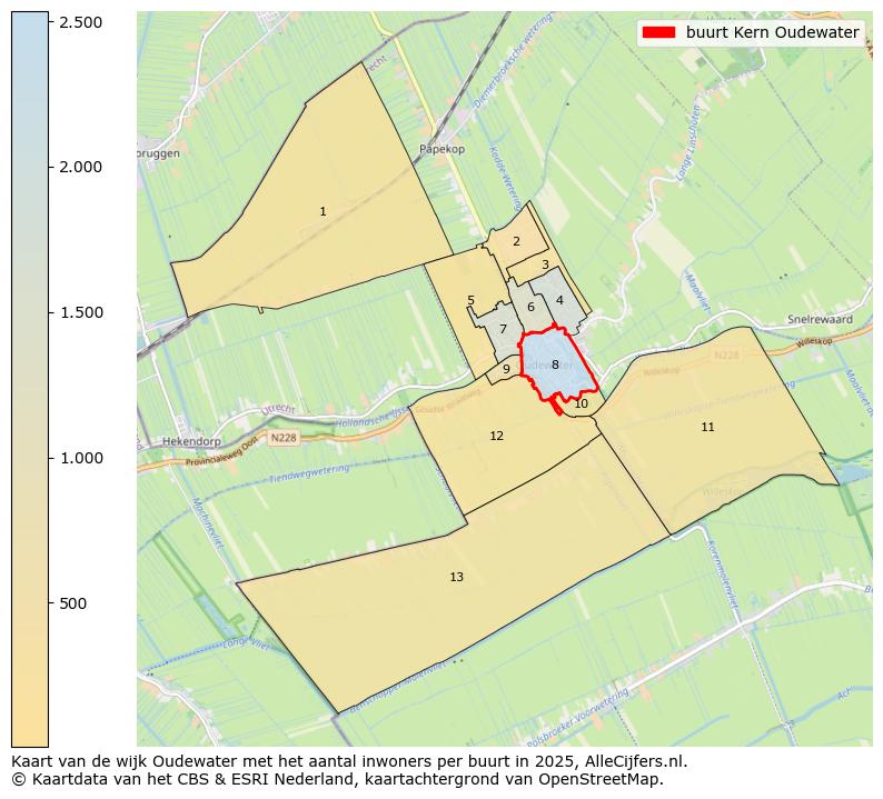 Afbeelding van de buurt Kern Oudewater op de kaart.