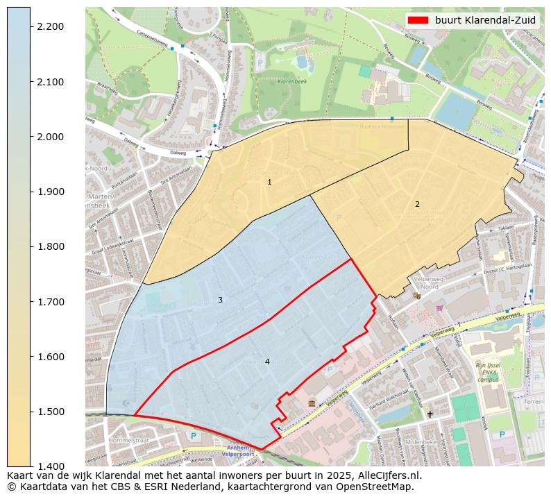 Afbeelding van de buurt Klarendal-Zuid op de kaart.