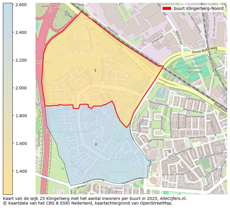Afbeelding van de buurt Klingerberg-Noord op de kaart.
