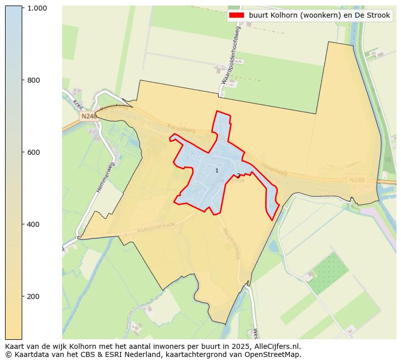 Afbeelding van de buurt Kolhorn (woonkern) en De Strook op de kaart.