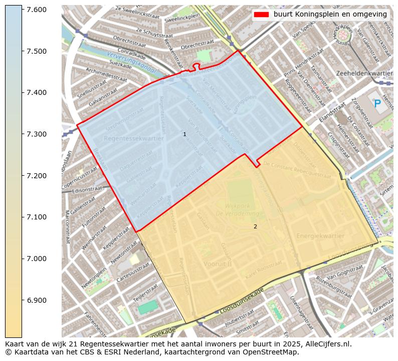 Afbeelding van de buurt Koningsplein en omgeving op de kaart.