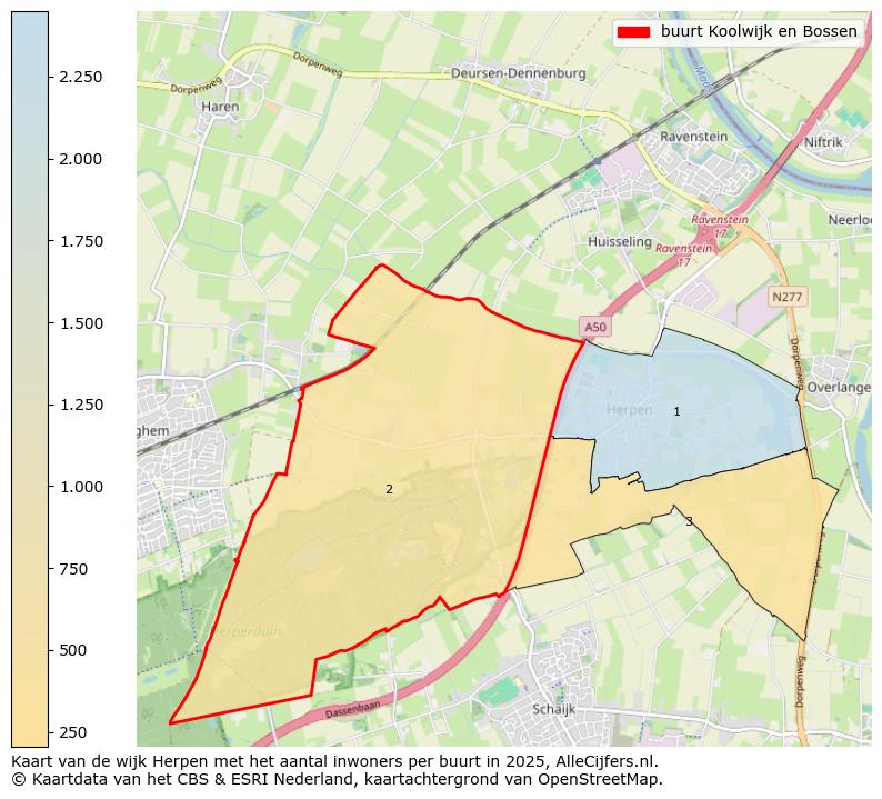 Afbeelding van de buurt Koolwijk en Bossen op de kaart.