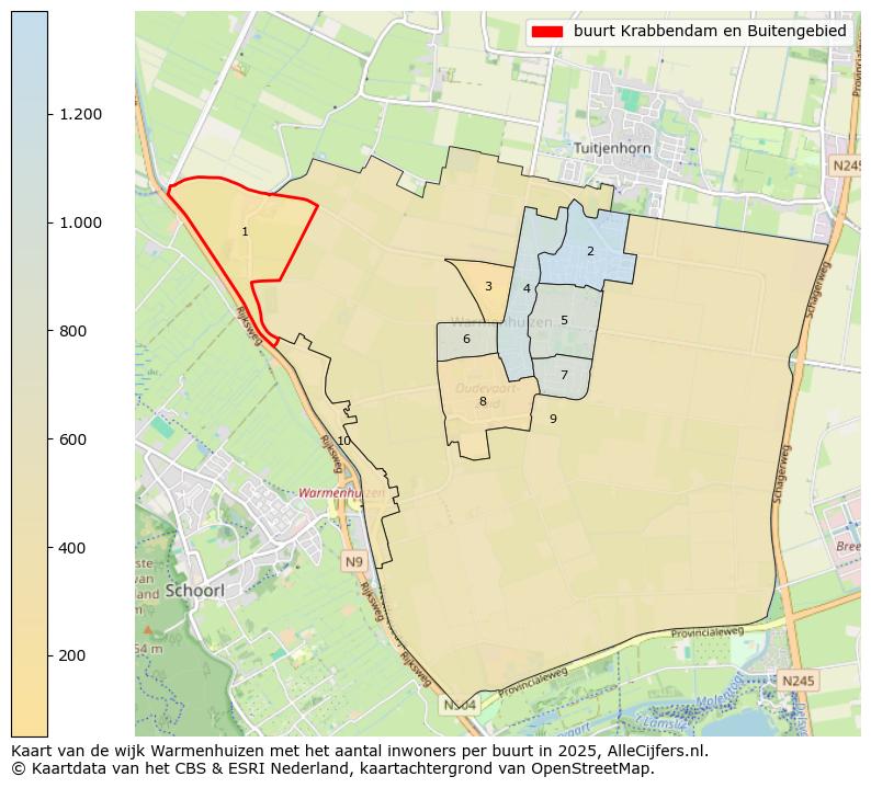 Afbeelding van de buurt Krabbendam en Buitengebied op de kaart.