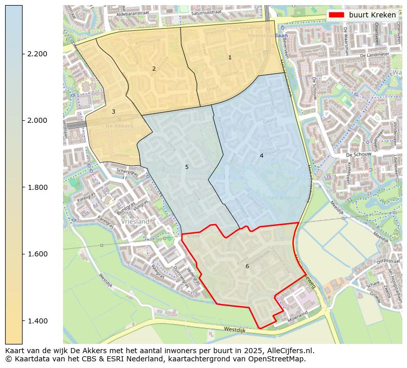 Afbeelding van de buurt Kreken op de kaart.