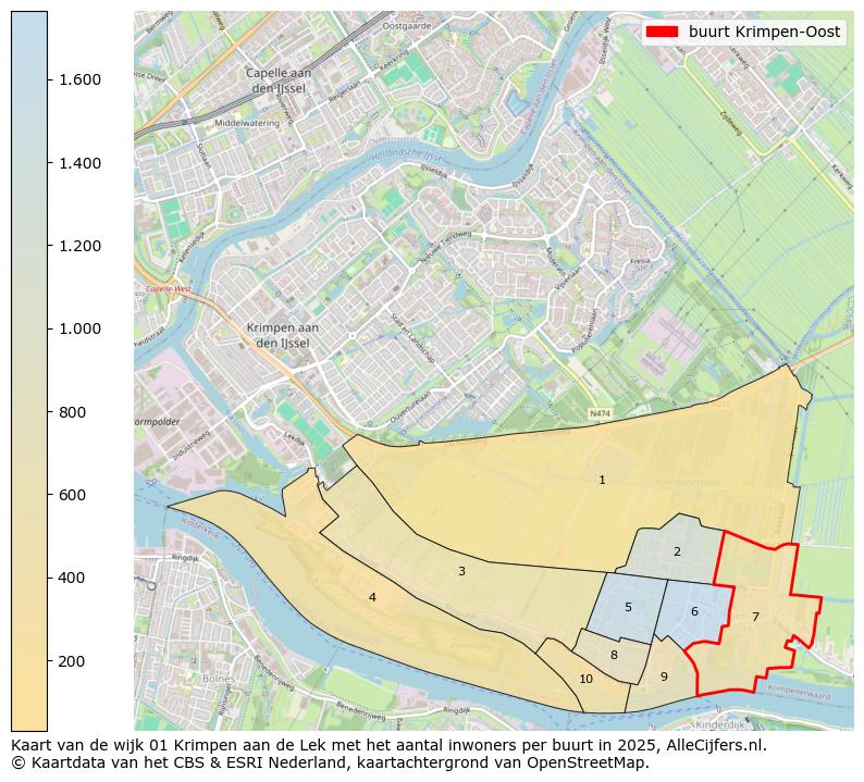Afbeelding van de buurt Krimpen-Oost op de kaart.