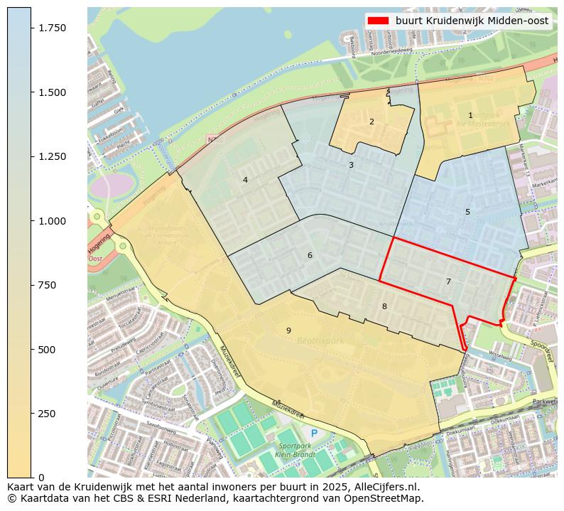 Afbeelding van de buurt Kruidenwijk Midden-oost op de kaart.