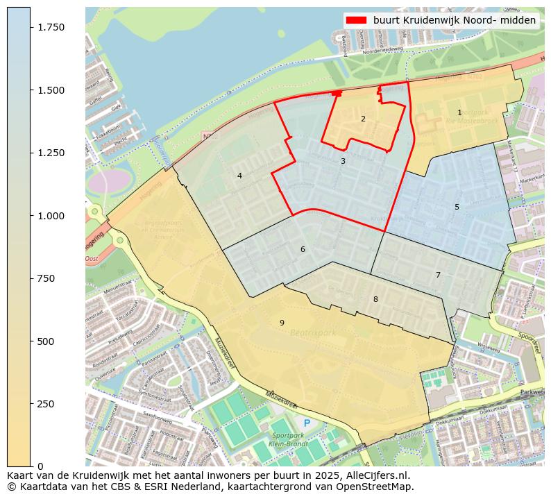 Afbeelding van de buurt Kruidenwijk Noord- midden op de kaart.