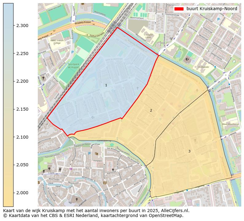Afbeelding van de buurt Kruiskamp-Noord op de kaart.