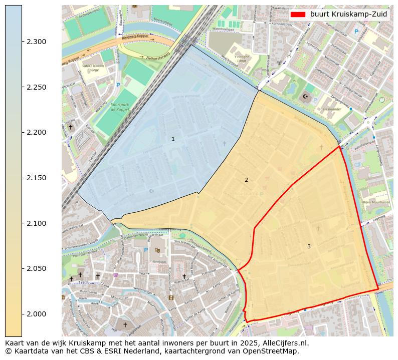 Afbeelding van de buurt Kruiskamp-Zuid op de kaart.