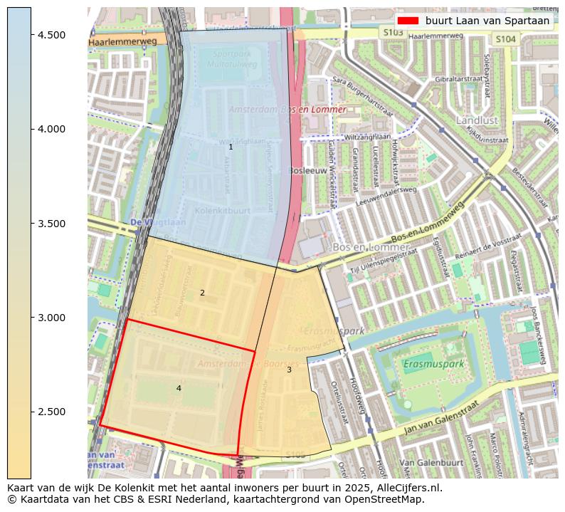 Afbeelding van de buurt Laan van Spartaan op de kaart.
