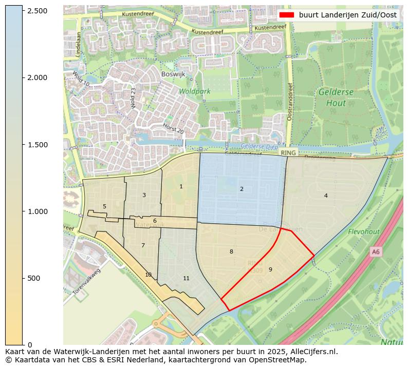Afbeelding van de buurt Landerijen Zuid/Oost op de kaart.