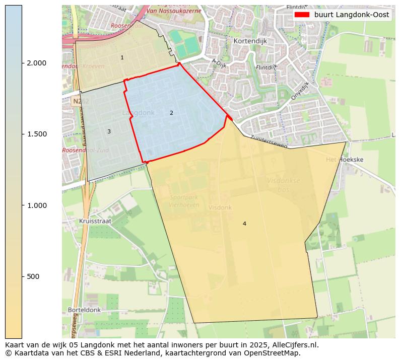Afbeelding van de buurt Langdonk-Oost op de kaart.