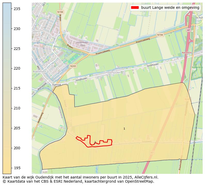 Afbeelding van de buurt Lange weide en omgeving op de kaart.