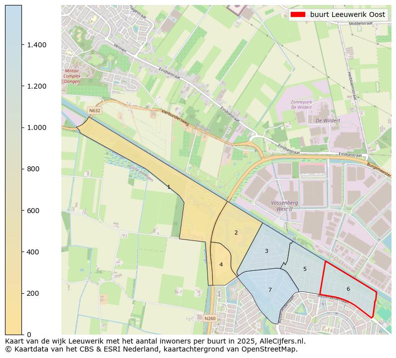 Afbeelding van de buurt Leeuwerik Oost op de kaart.
