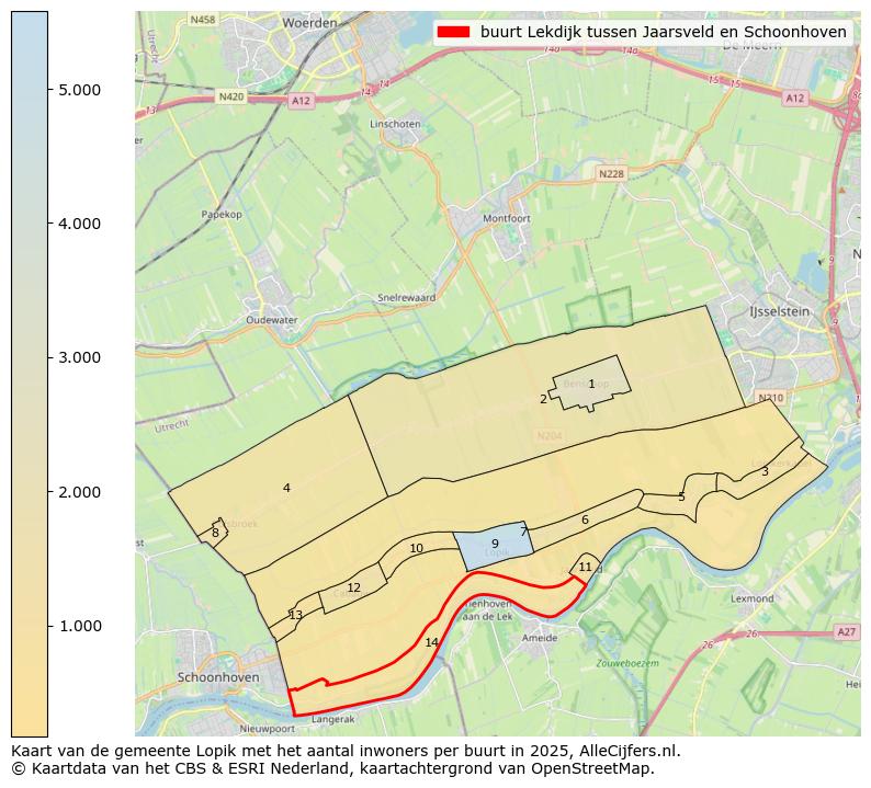 Afbeelding van de buurt Lekdijk tussen Jaarsveld en Schoonhoven op de kaart.