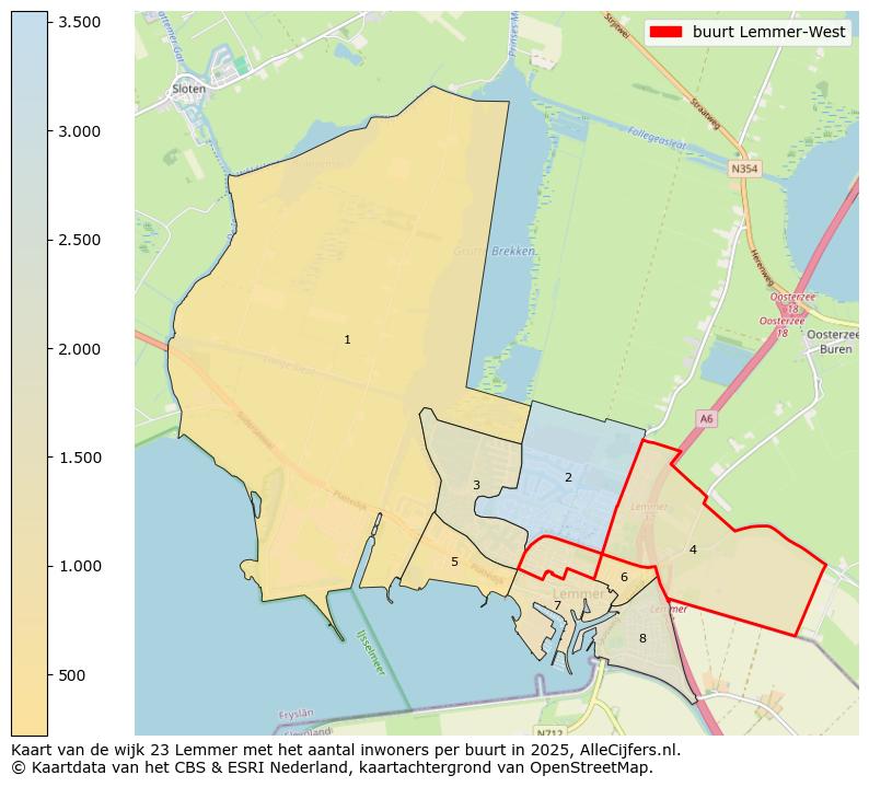 Afbeelding van de buurt Lemmer-West op de kaart.