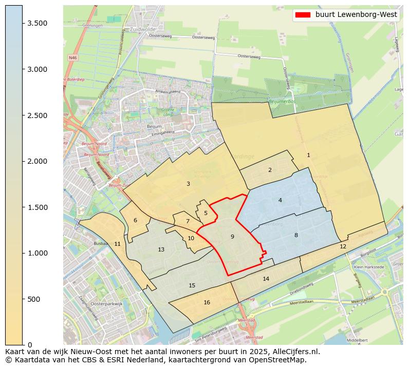 Afbeelding van de buurt Lewenborg-West op de kaart.