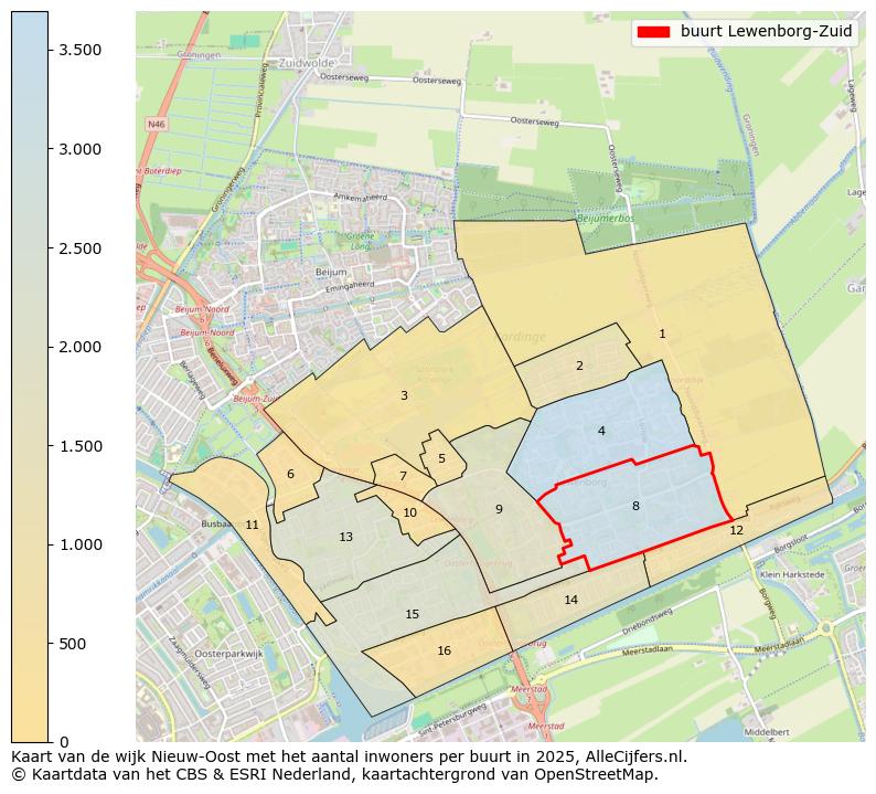 Afbeelding van de buurt Lewenborg-Zuid op de kaart.