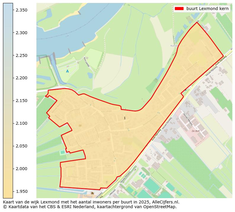 Afbeelding van de buurt Lexmond kern op de kaart.