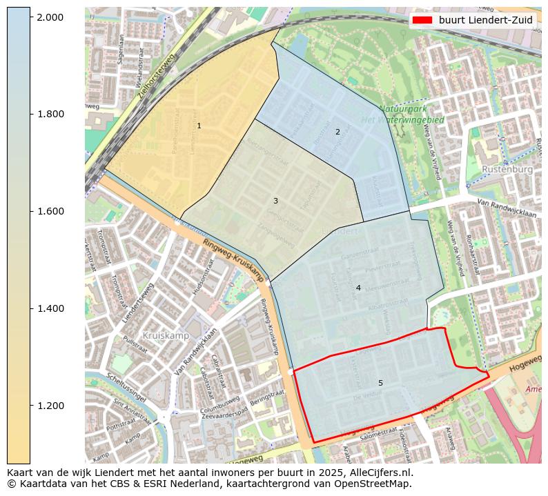 Afbeelding van de buurt Liendert-Zuid op de kaart.